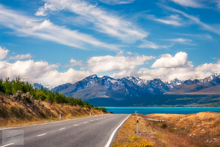 Mount Cook State Highway in New Zealand, South Island