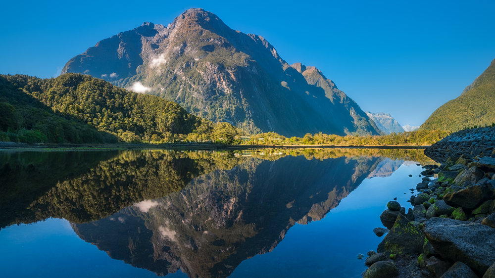 Mountain View Reflections in Water at Milford Sound