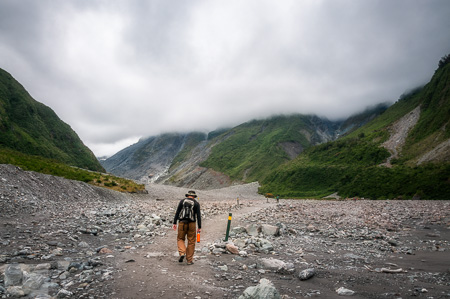 Hiking trough the Franz Josef Glacier Valley in New Zealand