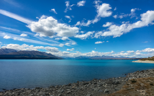 Beautiful view of Lake Pukaki, an alpine lake in New Zealand
