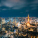 Aerial View of Tokyo Cityscape at night in Japan