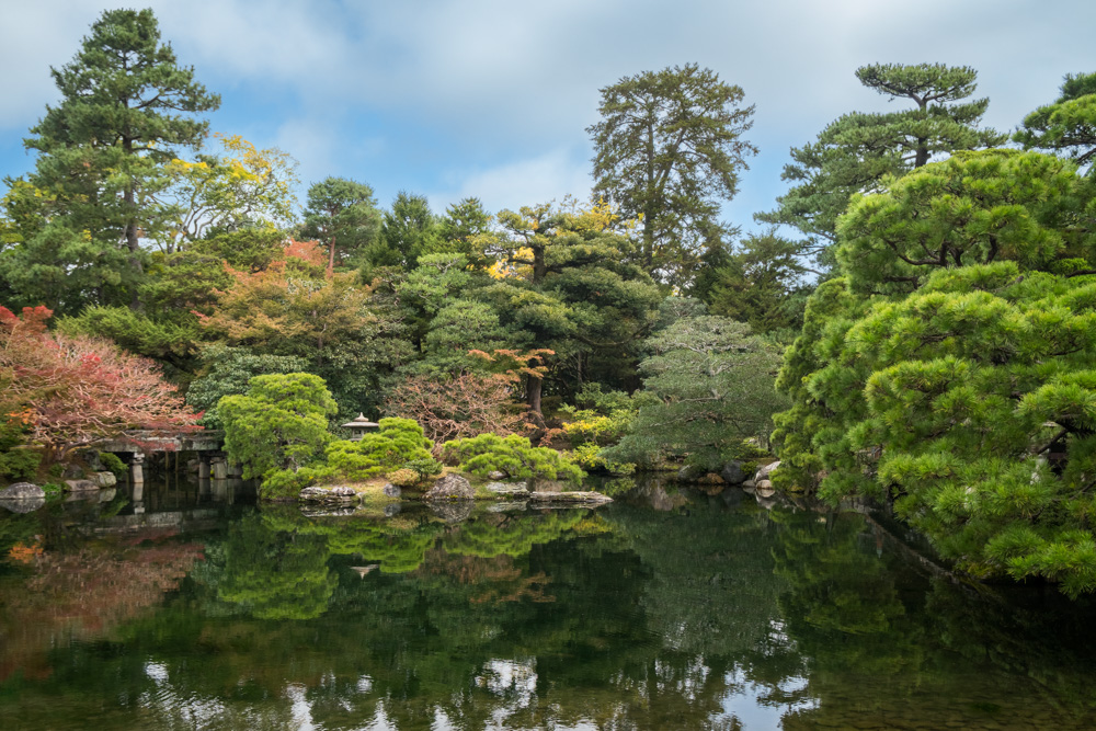 Traditional Japanese zen garden at Kyoto Imperial Palace, Japan