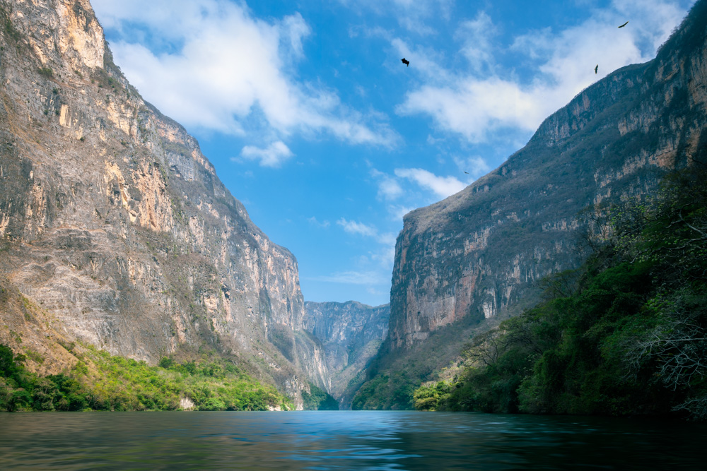 Sumidero Canyon is a natural canyon on Grijalva river in Mexico